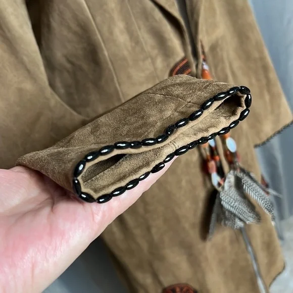 **SOLD** ANNA TRZEBINSKI NTITO COAT TAN SUEDE DUSTER - Picture 10 of 14